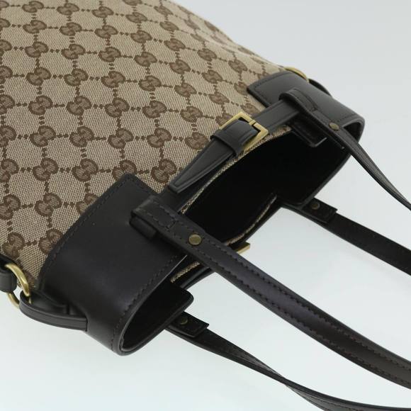 GUCCI Gg Canvas Tote Bag Canvas Leather Beige Brown 107757 Auth Ki3340 - Picture 6 of 16